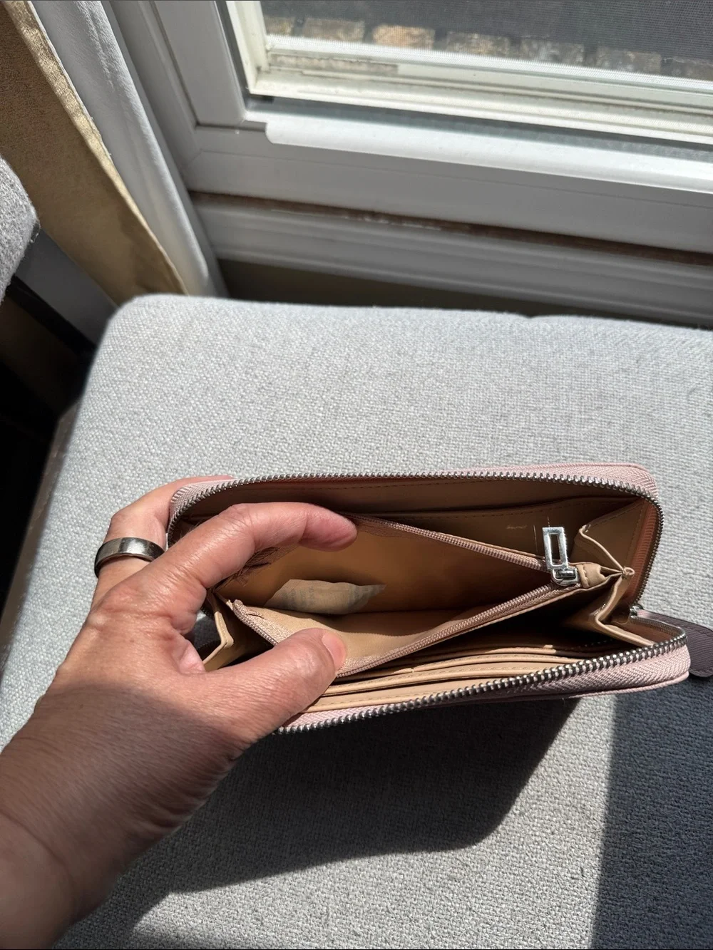 GUESS Pink Zip-Around Wallet with Logo